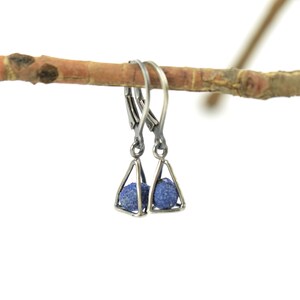 Azurite Cage Earrings in Sterling Silver image 2