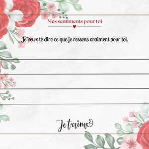Carte d’amour couple – Mes sentiments pour toi | PDF personnalisable et imprimable | Carte romantique à offrir avec message d’amour