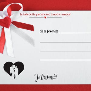 Carte d’amour – "Je fais cette promesse à notre amour" | Carte couple romantique | Message d’amour digital personnalisé imprimable