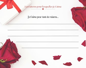 Couple Love Card – Why I Love You | Customizable and Printable PDF | Romantic Card to Give with Love Message
