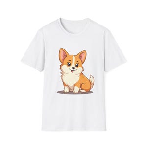Cute Corgi Softstyle T-Shirt, Dog Lover Gift, Pet Theme Tee, Cartoon Animal T-Shirt, Unisex Summer Top