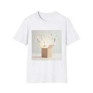 Whimsical Gift Box Unisex T-Shirt, Creative Graphic Tee, Perfect for Birthdays, Celebrations, Casual Wear, Unique Gift Idea