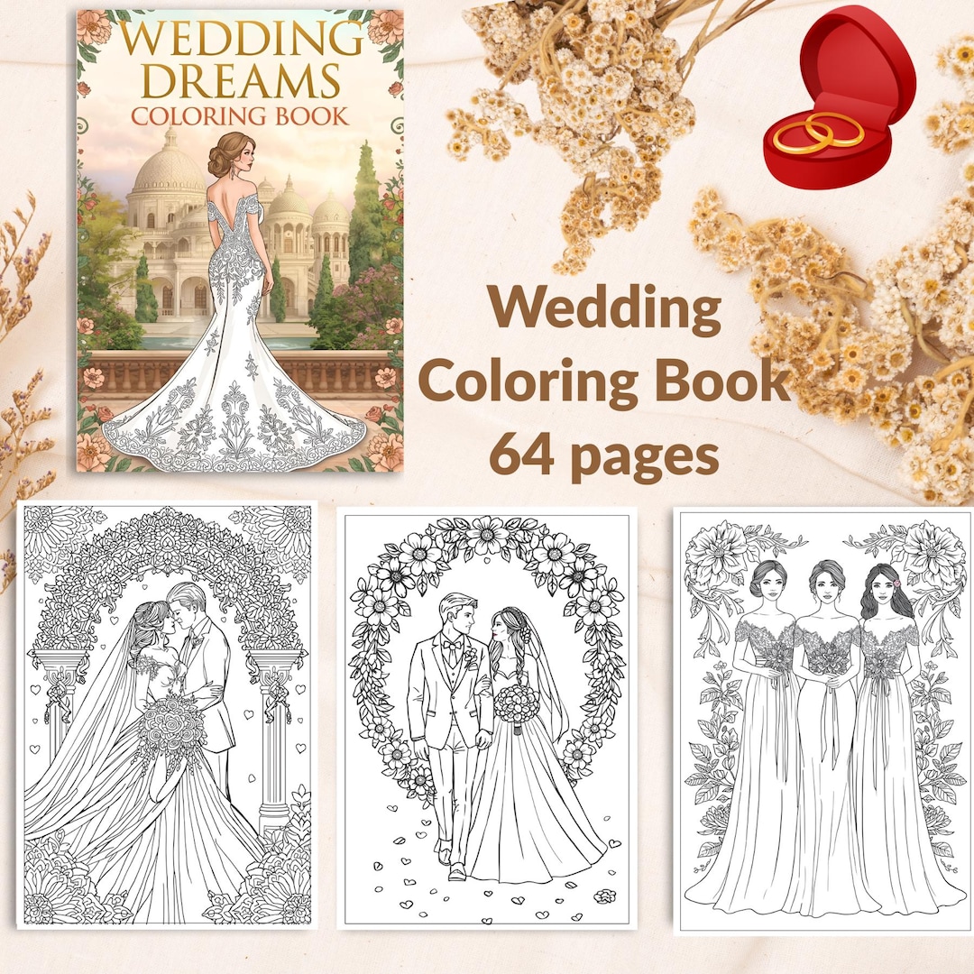 Wedding Coloring Book Printable-64 Pages-wedding Reception Activities ...