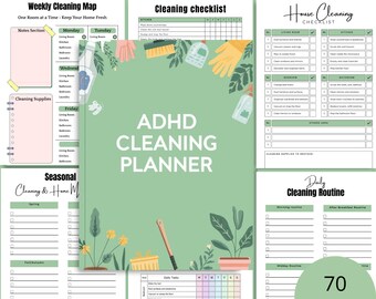ADHD Städplanerare Utskrivbar PDF - Hemstädning och utrensningsplanerare A4 Direktnedladdning Organiserat hem