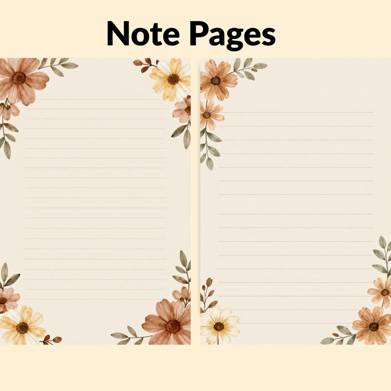 Elegant notes pages included in the Vision Board Planner, beautifully designed to capture your ideas, dreams, reflections, and inspirations while planning your goals and vision for the future. Download now and start writing your dream life.✨
