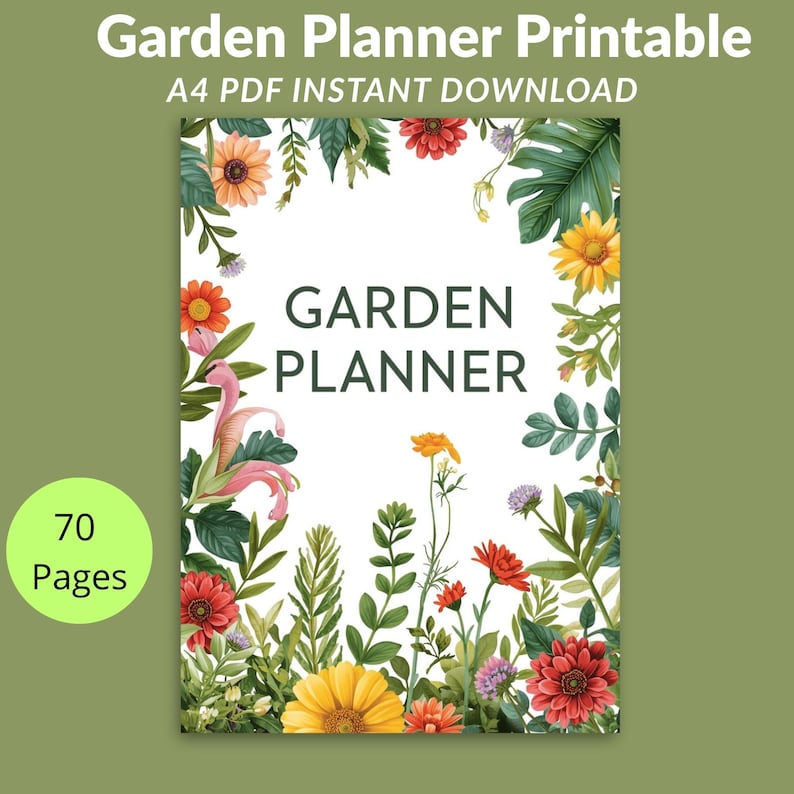 Preview of a beautiful garden planner cover for a 70-page printable planner, designed to inspire garden lovers to plan, track, and care for their garden with joy and intention.
 👉 Download the 70-page garden planner and start your gardening journey today.
