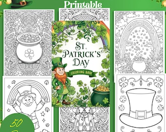 St Patrick's Day Coloring Book: 50 Shamrock & Leprechaun Pages (Printable PDF)