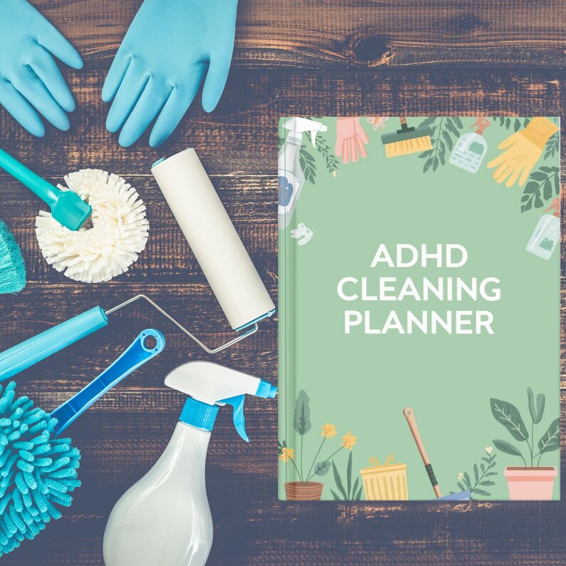 Stunning minimalist ADHD Cleaning Planner cover, 70-page A4 printable PDF designed to inspire clarity, motivation, and stress-free home organization – beautifully crafted for a fresh, empowering start – instant download and begin your organized life today ✨