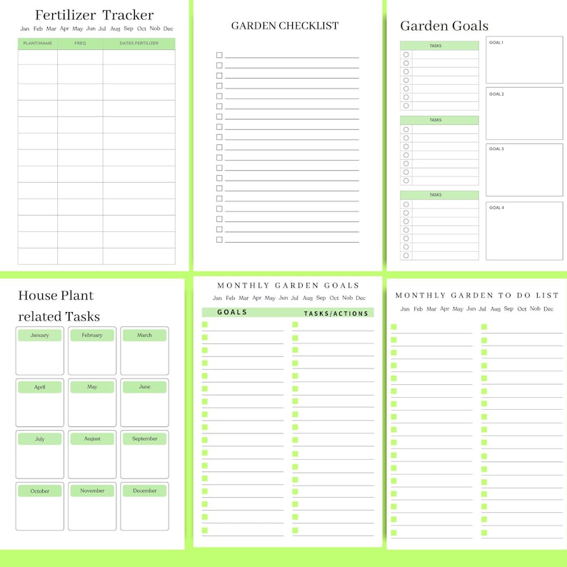 Garden planner pages showing a Fertilizer Tracker, Garden Checklist, and Garden Goals, designed to help garden lovers stay organized and care for their plants with intention.
These structured pages make gardening easier, calmer, and more enjoyable.
👉 Download the garden planner and plan your garden with love.