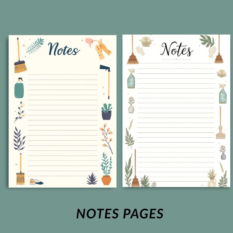 Beautiful ADHD Cleaning Planner notes page, elegant A4 printable PDF layout designed for organizing thoughts, tracking tasks, and planning your cleaning goals with clarity – a calming space to reset your mind and stay focused – instant download and start planning with confidence today ✨