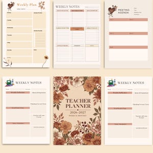 Weekly Planner pages with Weekly Plan, Weekly Notes, and Meeting Agenda alongside the Teacher Planner 2026–2027 Monthly & Weekly cover — printable teacher planning pages. Download your 2026–2027 planner instantly.”