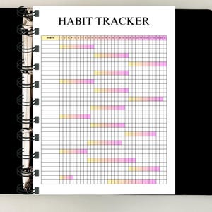 A colorful monthly habit tracker printable page with small, vibrant checkboxes, designed to make tracking your habits fun and motivating, helping you stay consistent and achieve your goals — download now and brighten up your monthly planning ✨📅✅