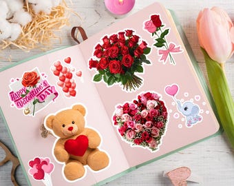 Printable Valentine's Sticker - 75 Printable Stickers Bundle 300 DPI Instant Download