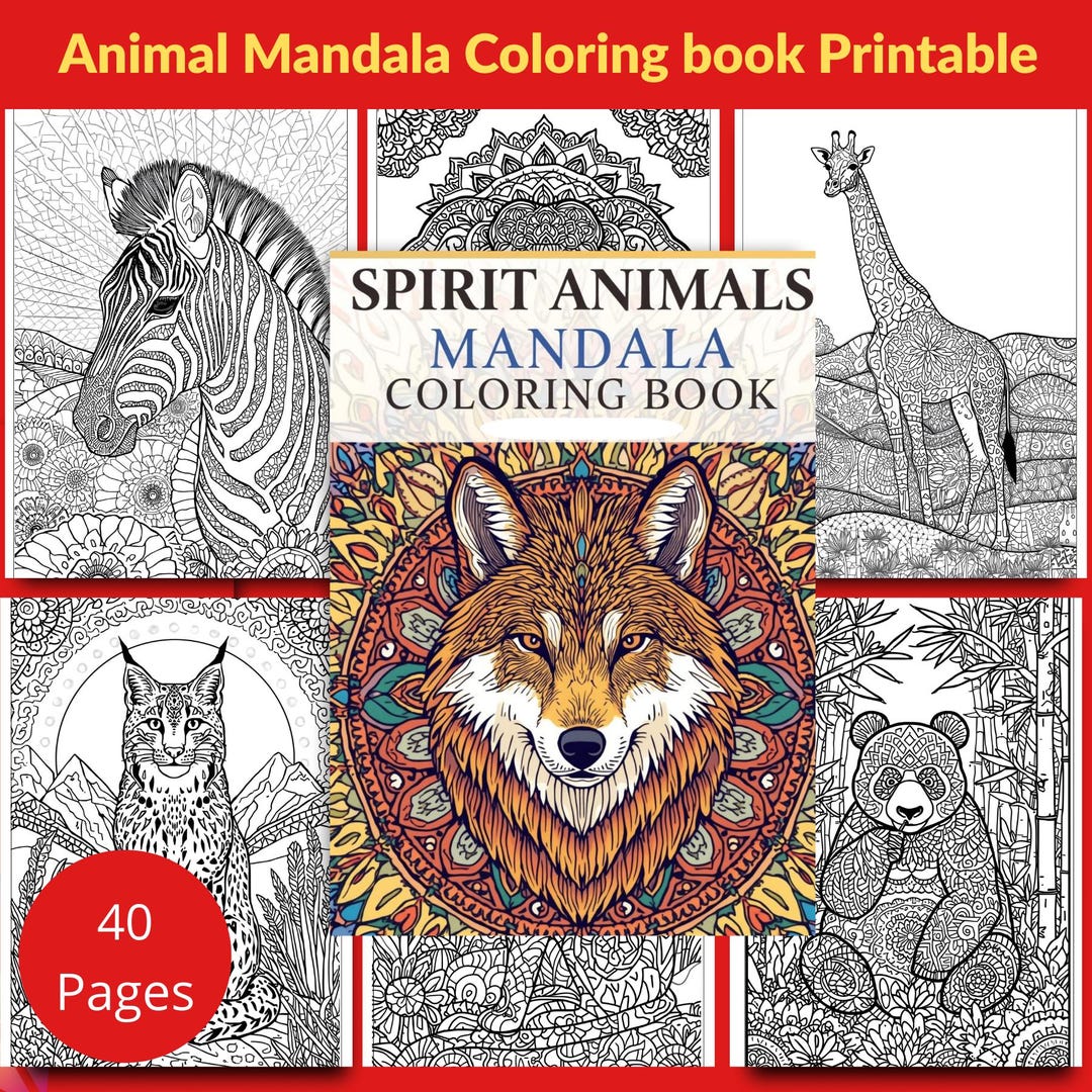 Animal Mandala Coloring Book Printable-elephant Mandala PDF 40 Pages ...