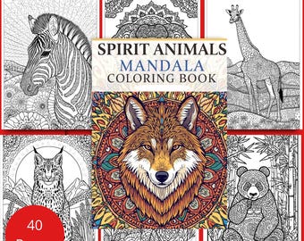 Animal Mandala Coloring Book Printable-Elephant Mandala PDF 40 Pages Instant Download