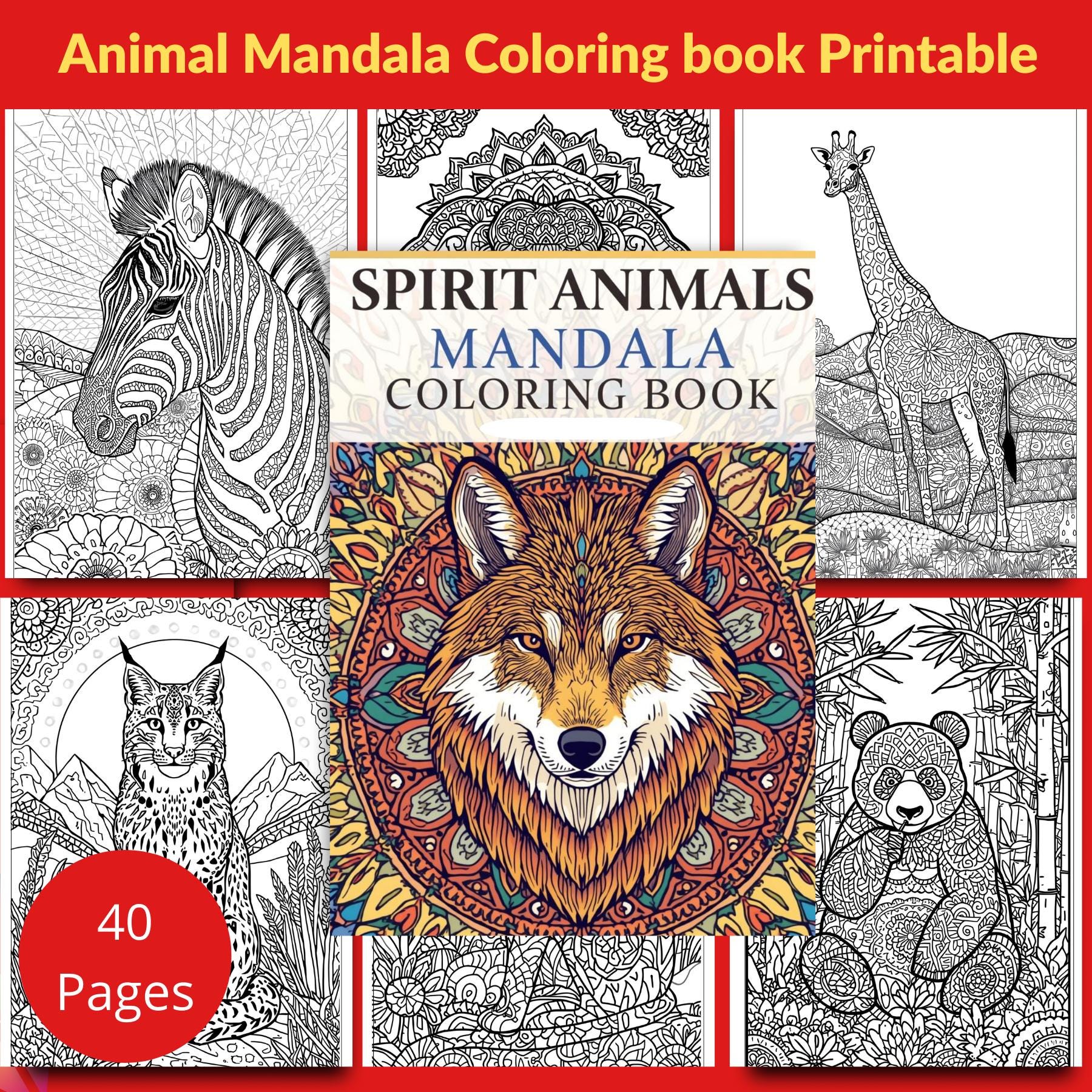 Animal Mandala Coloring Book Printable-elephant Mandala PDF 40 Pages ...