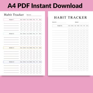 A preview of 2 weekly habit tracker printable pages, featuring organized and easy-to-use layouts to help you track daily habits, stay productive, and maintain consistency throughout the week — download your printable now and take control of your routines 💪✨