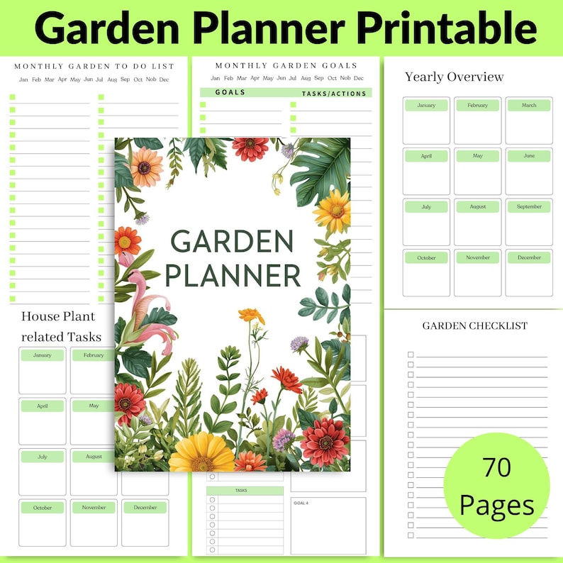 Garden planner printable designed for people who love caring for their garden and planning every step with passion.
 This 70-page A4 PDF garden planner helps you organize planting, track progress, and enjoy every moment spent nurturing your garden.
 🌸 Perfect for garden lovers who plan with heart.
 👉 Download now and start growing your dream garden today.