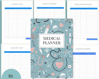 Planificadores médicos imprimibles - Organizador médico A5 (PDF, descarga instantánea)