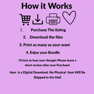 Instructions for the Easter Printable Planner & Notebook Bundle: purchase the listing from Etsy, instantly download the A4 PDF files, and print as many copies as you want. Digital product only – no physical item will be shipped. Easy step-by-step guide to start planning your joyful Easter immediately.