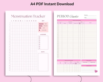 Period Tracker Printable-Period Journal A4 PDF Instant Download-Period Tracker PDF