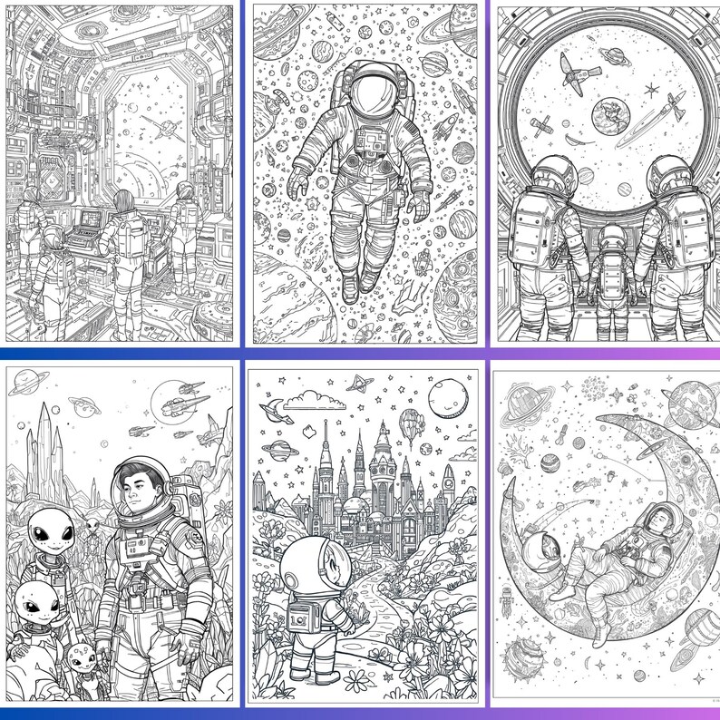 Space Coloring Book Printable Bundle &space Activity Pages for Kids - Etsy