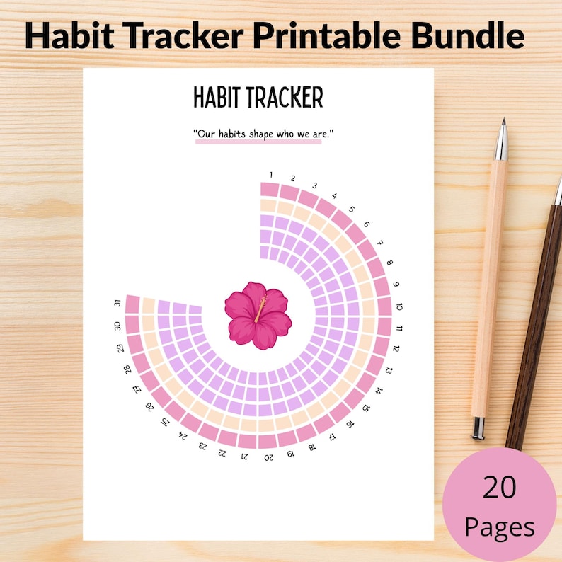 A beautiful 20-page Habit Tracker Printable Bundle designed to help you stay consistent, motivated, and in control of your life, featuring monthly and weekly habit tracker pages in clean A4 PDF format, perfect for building better routines, achieving your goals, and creating a balanced lifestyle — download now and start becoming your best self today ✨