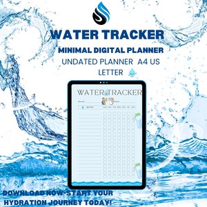 Daily water tracker- water tracker printable- Weekly Water Tracker- Drink Water Tracker- Water Intake Tracker- Instant Download-Water Bottle