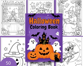 Halloween Coloring Book Printable PDF-Cute & Easy Kids Coloring Pages Instant Download