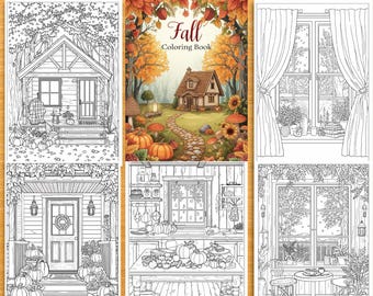 Autumn Coloring Book - Fall ART Therapy For Adults- Printable PDF Instant Download