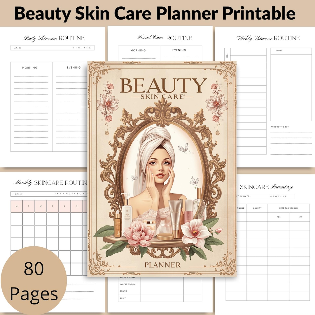 Skincare Planner Printable A4 Pdf-beauty Tracker-self Care Planner Instant Download- Skin Care ...