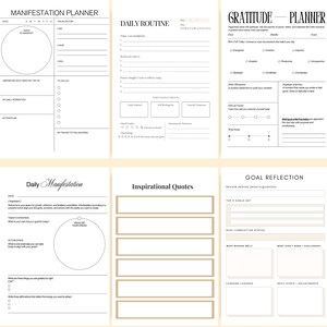 Inside the Vision Board Planner: manifestation planner, daily routine planner, gratitude planner, daily manifestation pages, inspirational quotes, and goal reflection worksheets to help you stay positive, focused, and aligned with your dreams. Download now and start manifesting the life you truly desire.✨