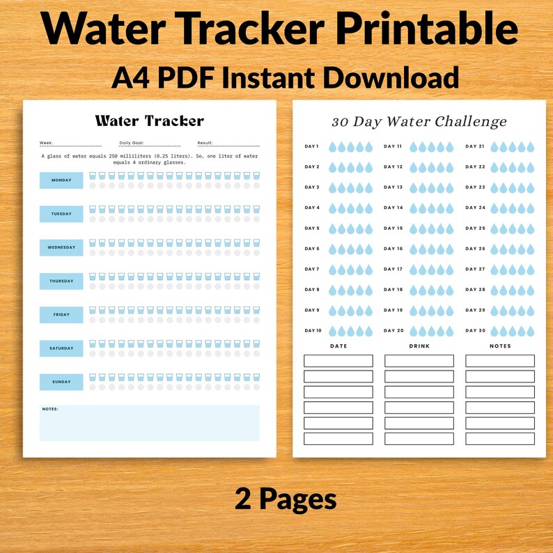 Storage Tracker. Water Water Tracker Printable-monthly & Weekly Water Tracker-water Intake ...