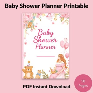 Two beautiful Baby Shower Planner cover pages included — elegant and modern designs to personalize your 58-page printable planner. Perfect for moms-to-be choosing their favorite style. Download instantly!
