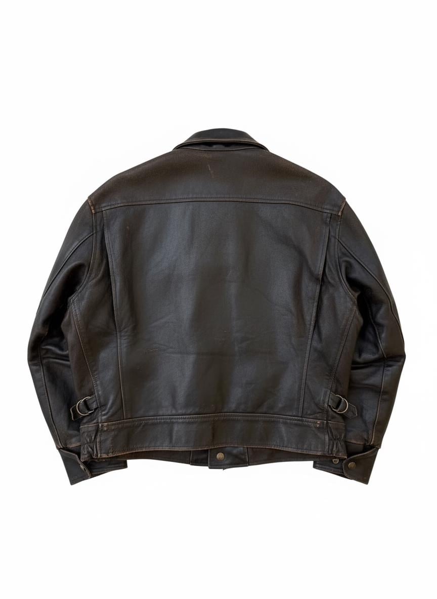 Vintage 80s Leather Fireman Clasp Jacket – Distressed Brown