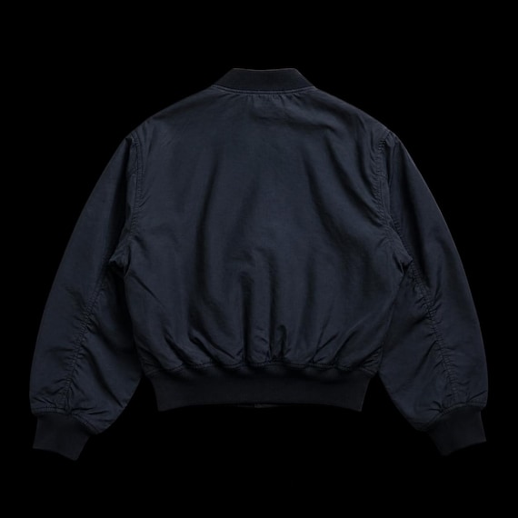 Vintage 80s Parachute MA-1 Bomber Jacket Boxy Fit Deep Blue