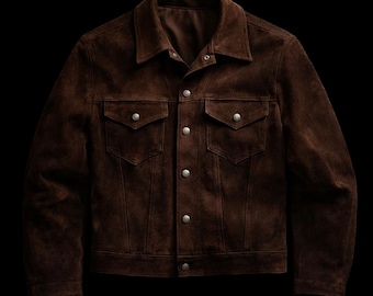 Chaqueta vaquera de ante tipo III de los años 60, color marrón, estilo rancho del oeste.