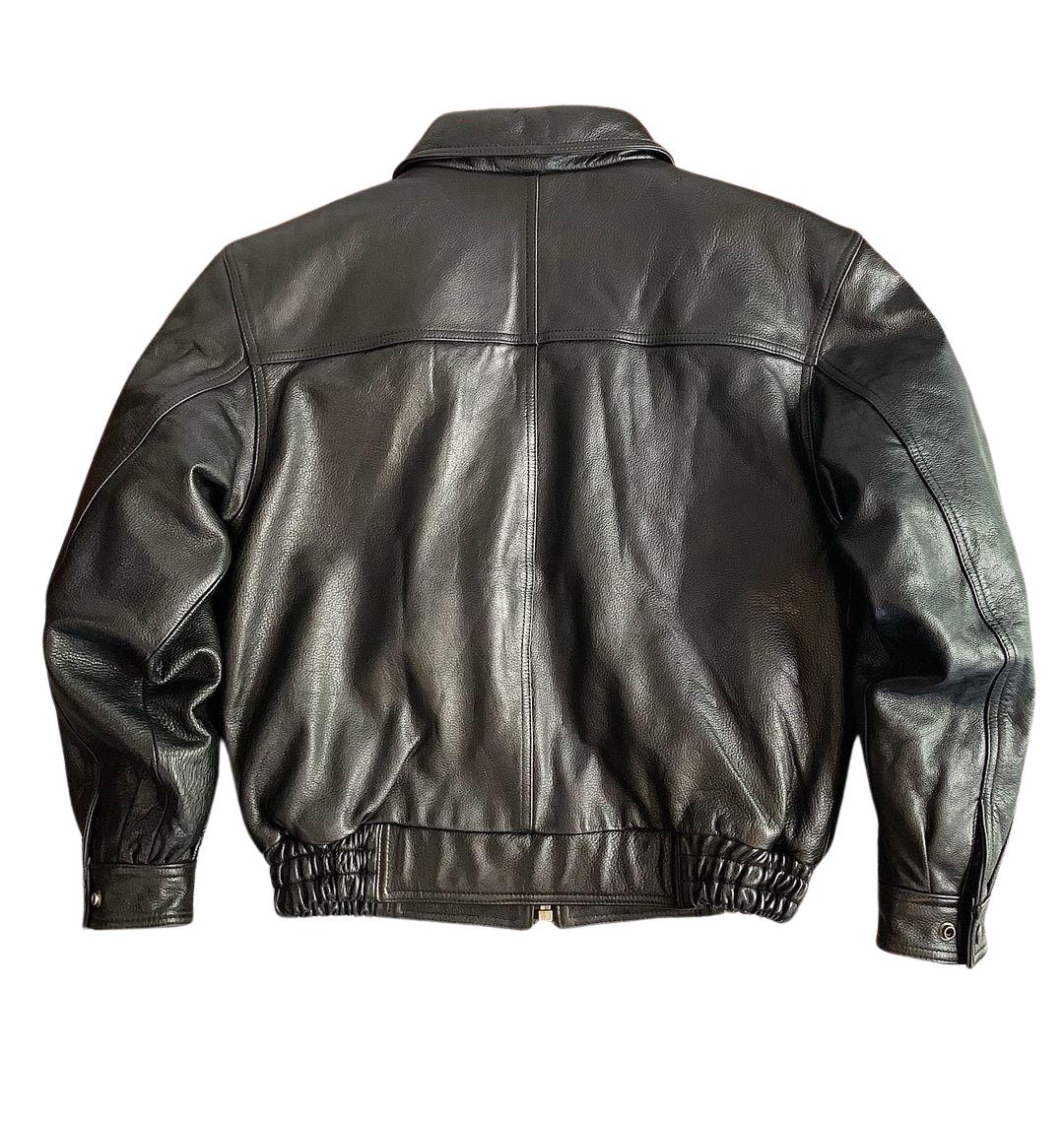 Vintage 1980s Thick Cowhide Leather Jacket Boxy Fit Men's Classic