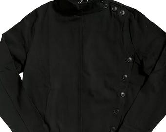 Vintage Black Cotton Fencing Jacket – Asymmetrical Button-up Vintage Black Cotton Fencing Jacket – Asymmetrical Button-up