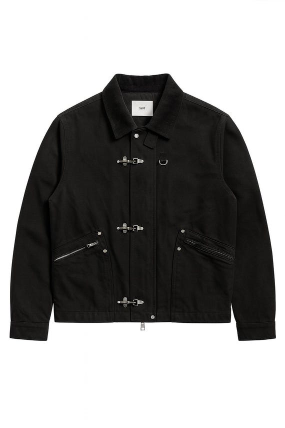 【ANLEM】 RETRO HOOK COTTON JACKET Vintage Black N-1 Deck Hook Jacket – Fireman Clasp Cotton Military