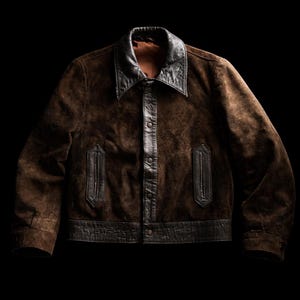 Vintage 70s Two-Tone Suede Jacket | Brown Mod Leather Trim Yoke Coat Outerwear