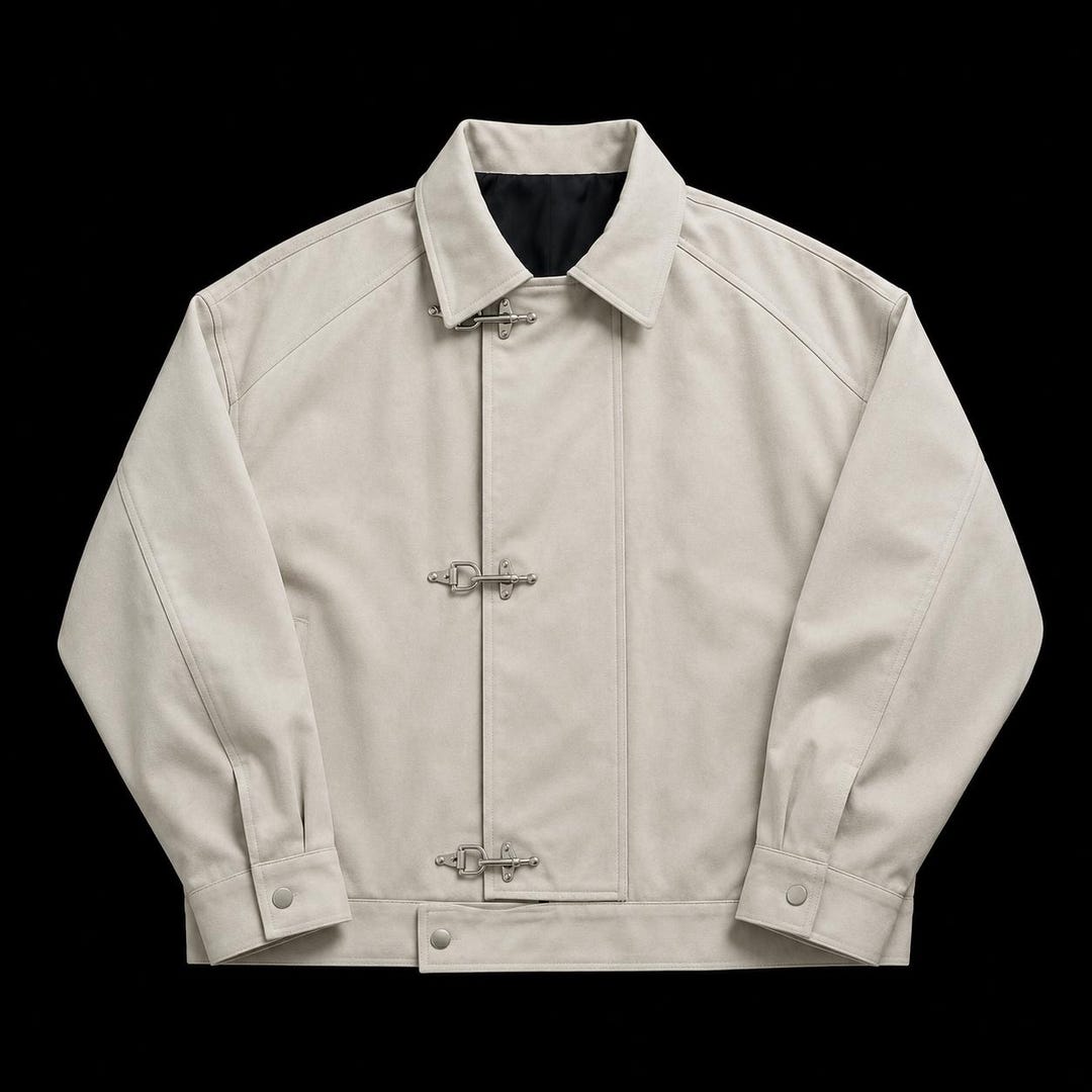 【ANLEM】 RETRO HOOK COTTON JACKET Vintage Hook Cotton Canvas Jacket Fireman Clasp Workwear Coat