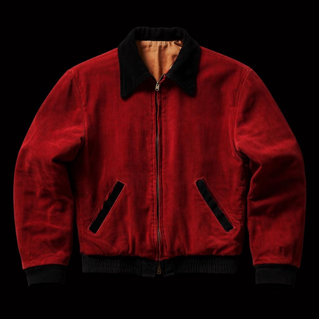 Vintage 1950s Red Corduroy Bomber Jacket – Retro Rockabilly Style