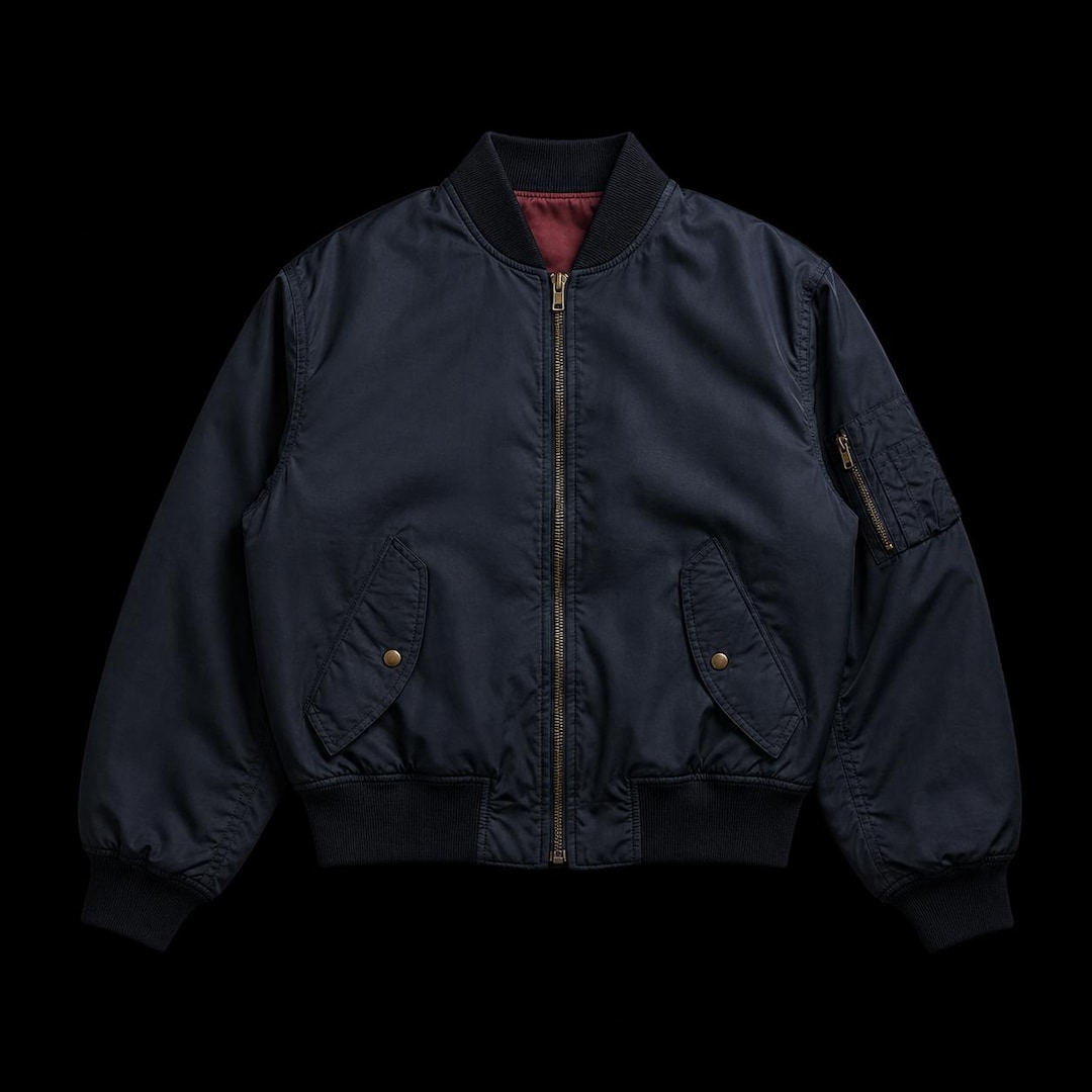 Vintage 80s Parachute MA-1 Bomber Jacket Boxy Fit Deep Blue