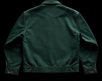 Vintage 1950s Green Cotton Work Jacket – Zip Front Chore Coat