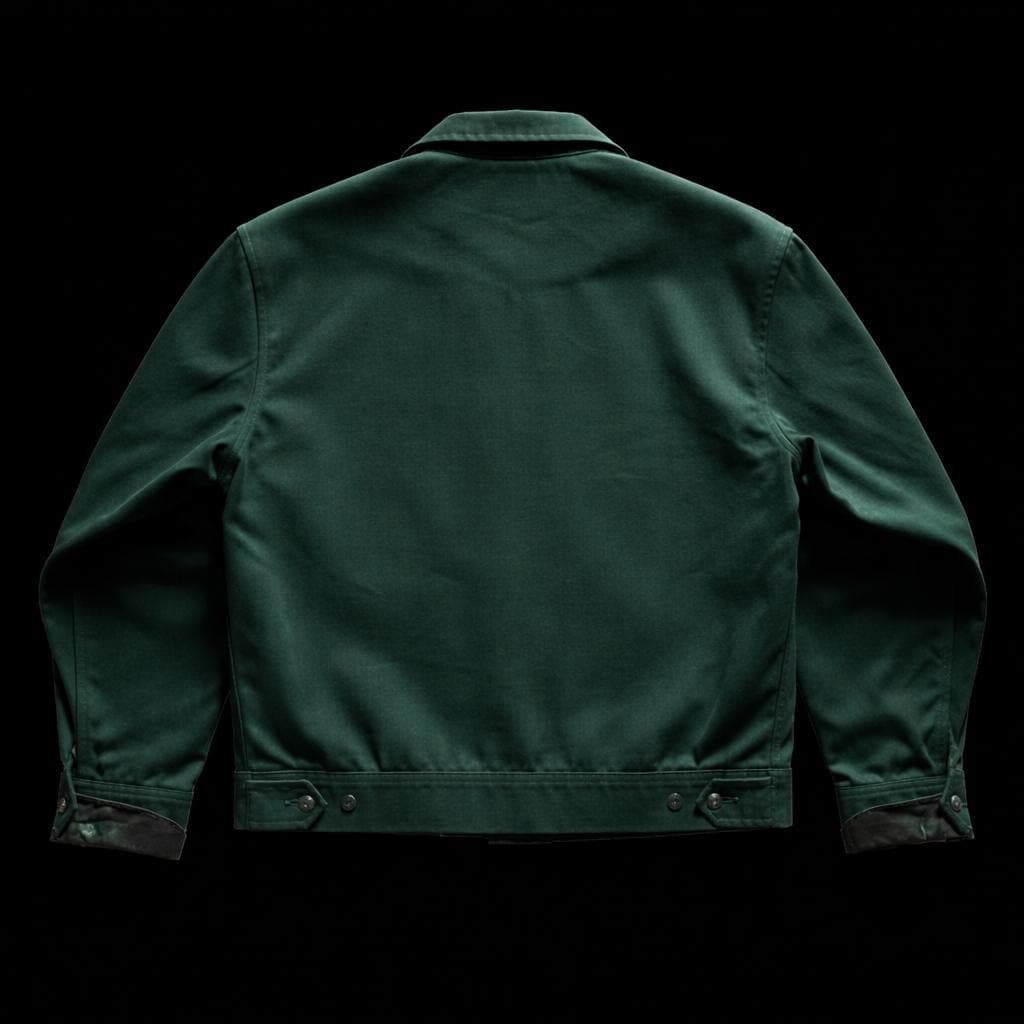 Vintage 1950s Green Cotton Work Jacket – Zip Front Chore Coat