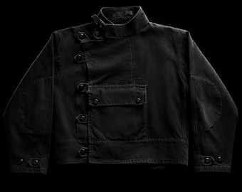 Vintage 1960s Swedish Motorcycle Jacket – Black Cotton Canvas Biker Coat