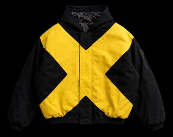 X-Men Mutant Cotton Bomber Jacket Hooded Yellow Black Avengers Doomsday Jacket