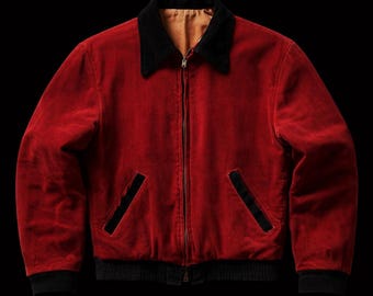 Vintage 1950s Scarlet Red Harrington Corduroy Jacket – Retro Rockabilly Style