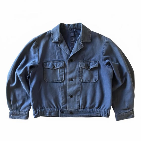 ジャケット・アウター french vintage moleskin cyclist jacket 1950s French Moleskin Cyclist Jacket Vintage Blue Workwear Coat